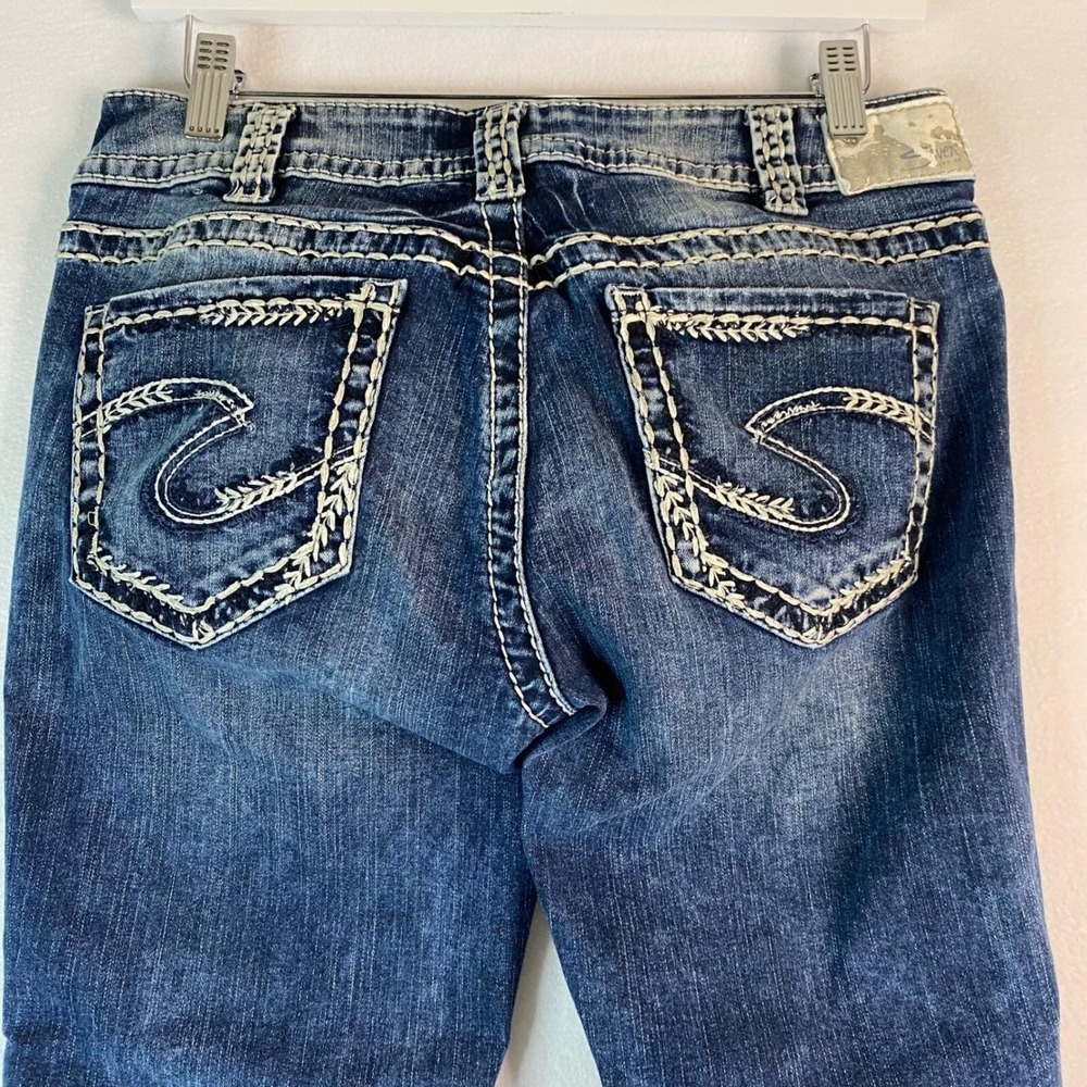 Silver Jeans Co Fluid Denim Suki Capri's Women's Embellished Pockets 30/22.5 EUC - Picture 6 of 14